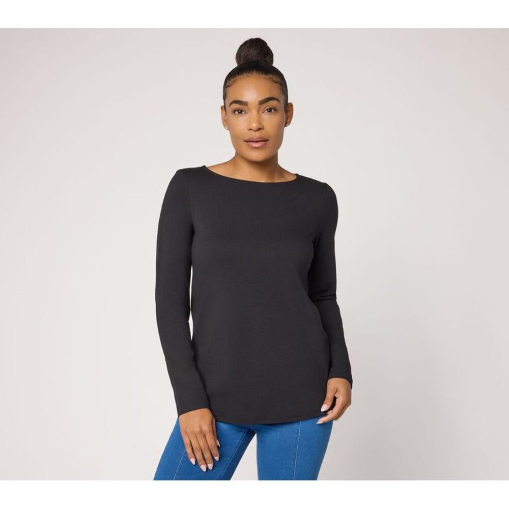 Susan Graver Women's Top Sz L Make Your Selection: Essentials Comfy Black